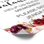 Bourgondische Boho Bloemen Bord - Huwelijk Vraagt  Poster (Hoek)