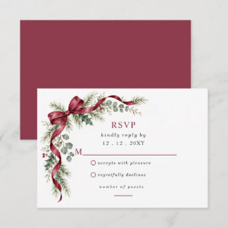 Bourgondische Boog Guirlande Winter Kerst Huwelijk RSVP Kaartje