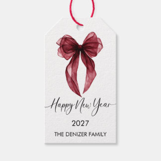 Bourgondische Boog Minimalistisch Gelukkig Nieuwja Cadeaulabel