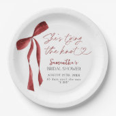 Bourgondische boog Ze bindt het knoop Vrijgezellen Papieren Bordje (Voorkant)