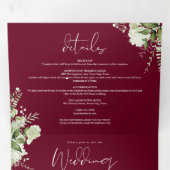 Bourgondische botanische groene foto trouw drieluik uitnodiging (Binnenzijde eerst)