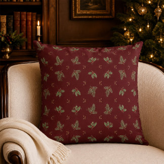 Bourgondische botanische kerstkussen kussen