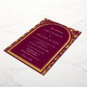 Bourgondische bruiloft (Retro-Dotted) Folie Uitnodiging (Gedraaid)