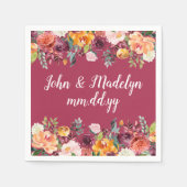 Bourgondische bruiloft servette gepersonaliseerde  servet (Voorkant)