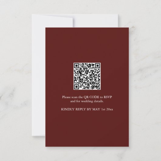 Bourgondische bruiloft uitnodiging met QR-code (Achterkant)
