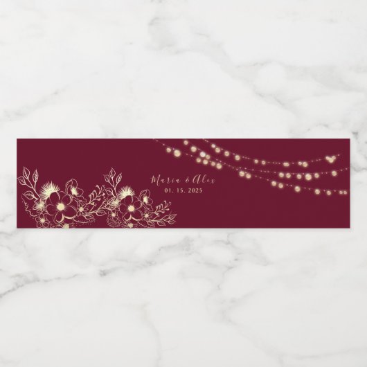 Bourgondische bruiloft water fles labels waterfles etiket (Enkel label)