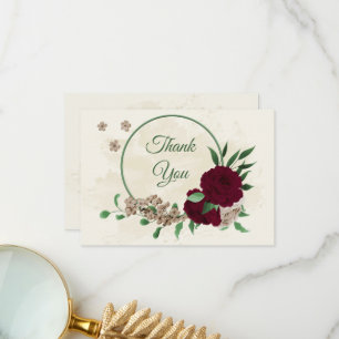 Bourgondische champagne bloemen botanische bruilof bedankkaart