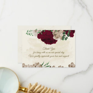 Bourgondische champagne bloemen botanische bruilof bedankkaart