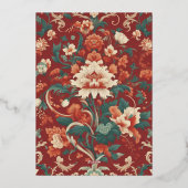 Bourgondische Chinoiserie Bruiloft Elegant Klassie Folie Uitnodiging (Achterkant)