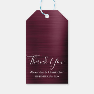 Bourgondische Cranberry moderne bruiloft dank u Cadeaulabel