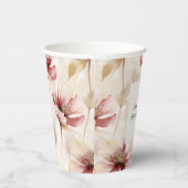 Bourgondische Crème Bloemrijke Bruids-Shower Papieren Bekers (Rechts)