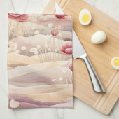 Bourgondische Crème Blush Bloemrijke Bruidsdouche Theedoek (Quarter Fold)