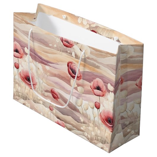 Bourgondische Crème Blush Bloemrijke Bruiloft Groot Cadeauzakje (Voorkant Gekanteld)