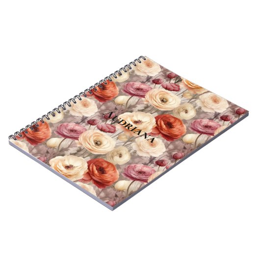 Bourgondische Crème Lente Bloemen Notitieboek (Linkerzijde)