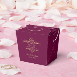Bourgondische elegante gouden lijst bruiloft bedankdoosjes