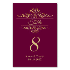 Bourgondische elegante gouden lijsten trouwtafel kaart