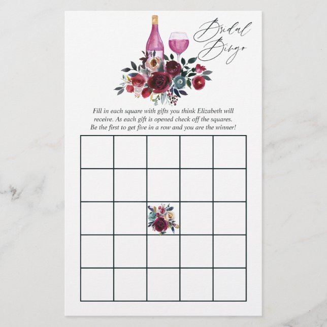 Bourgondische en marine wijnproeverij bruidsdouche (Voorkant)