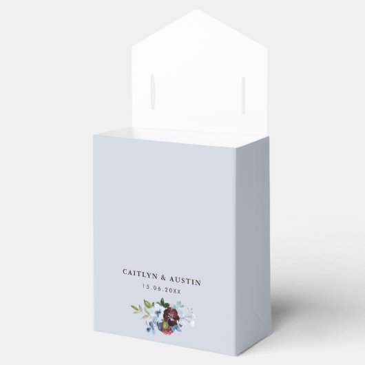 Bourgondische en stoffige blauwe bloemenbruiloft g bedankdoosjes (Geopend)