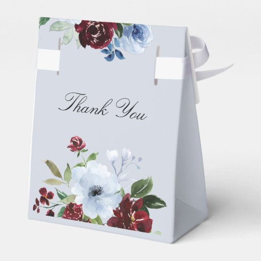 Bourgondische en stoffige blauwe bloemenbruiloft g bedankdoosjes (Achterkant)