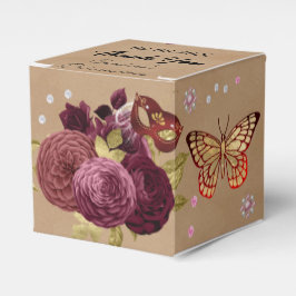 Bourgondische Engelse Rozen Chic Quinceañera Masqu Bedankdoosjes