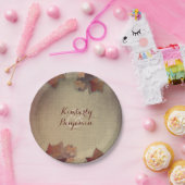 Bourgondische esdoorn bladeren en rustieke Burlap Papieren Bordje (Feest)