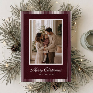 Bourgondische fluwelen kerstfotokaart voor familie kaart