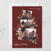 Bourgondische fotocollage met bessen en groen feestdagenkaart (Voorkant)