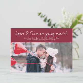 Bourgondische gehuwde namen Save the Date fotokaar