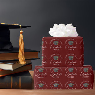 Bourgondische gepersonaliseerde afstudeercadeaus cadeaupapier