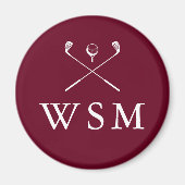 Bourgondische gepersonaliseerde Monogram Golf Club Magneet (Voorkant)
