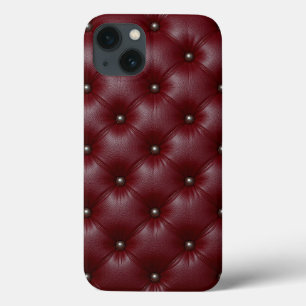 Bourgondische Geplooide Leren Luxe Textuur Stijl ✨ iPhone 13 Hoesje