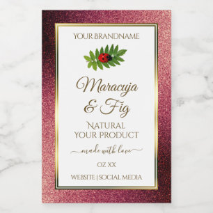 Bourgondische Glitter Witte Productlabels Lieve Li Voedselcontainer Etiket