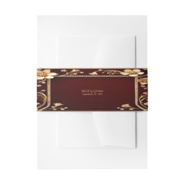 Bourgondische Gouden Bloemen Uitnodigingen Wikkel