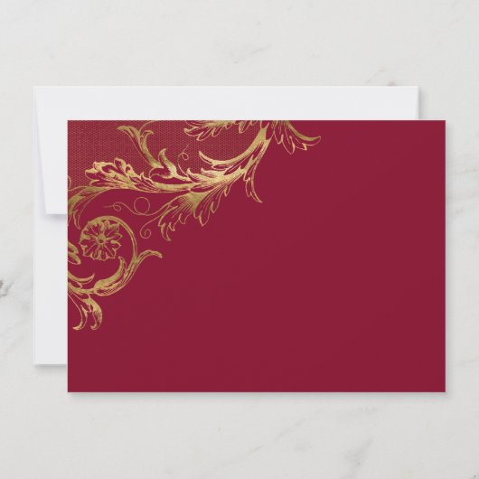 Bourgondische gouden Damask Script Bruidsmeisje Kaart (Achterkant)