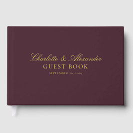 Bourgondische gouden folie bruiloft gastenboek