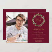 Bourgondische groene slinger afstudeerfeest I Kaart (Voorkant / Achterkant)
