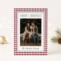 Bourgondische Harlekijn Kerstkaart met één foto