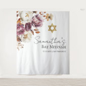Bourgondische Herfst Bat Mitzvah Achtergrond Wandkleed (Voorkant)