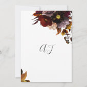 Bourgondische herfst bloemenrustiek elegant script kaart (Achterkant)