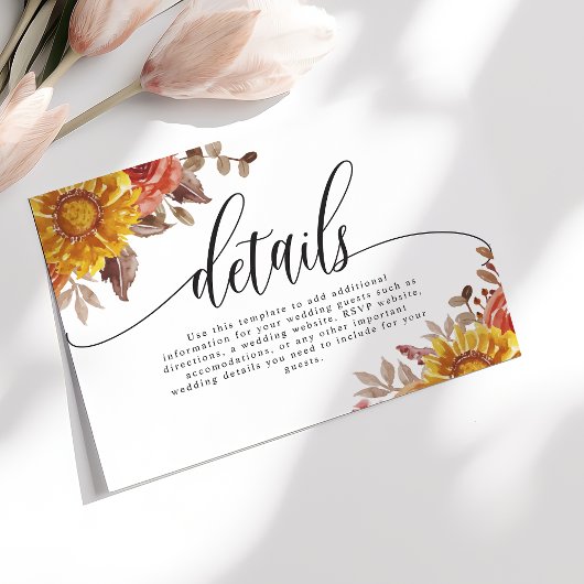Bourgondische Herfst herfst bloemenbruiloft detail Informatiekaartje