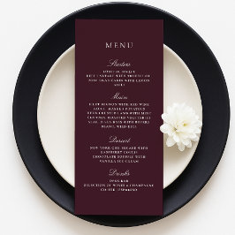 Bourgondische Herfst Winter Elegant Wedding Menu