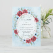 Bourgondische Icy Bloemen Bruiloft Kaart (Staand voorkant)