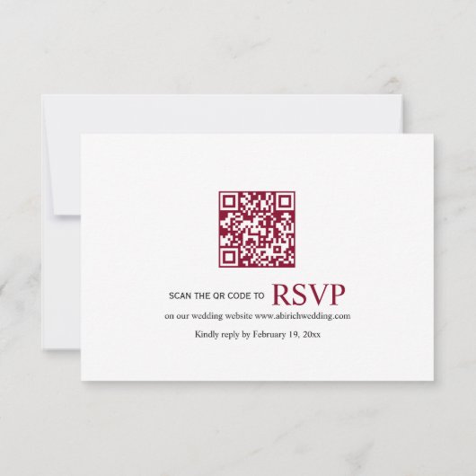 Bourgondische kam met initialen en trouwcode RSVP kaartje (Achterkant)