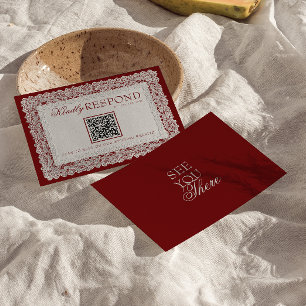 Bourgondische Kant Onderlegger Oude Geld QR Code B RSVP Kaartje