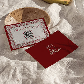 Bourgondische Kant Onderlegger Oude Geld QR Code B RSVP Kaartje