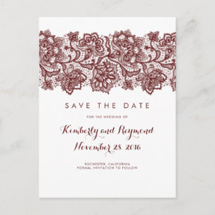 Bourgondische kant Save the Date Aankondigingskaart