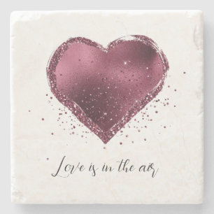Bourgondische kers glitter glans hart liefde stenen onderzetter