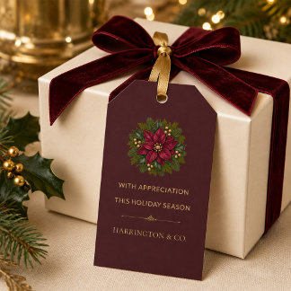 Bourgondische Kerstster Kerstdag Cadeautag voor Za Cadeaulabel