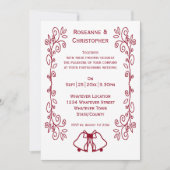 Bourgondische klokken Scrollwork Ontwerp Wedding Kaart (Voorkant)