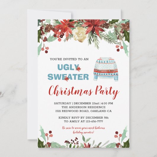 Bourgondische lelijke trui Kerstmis Uitnodiging (Voorkant)